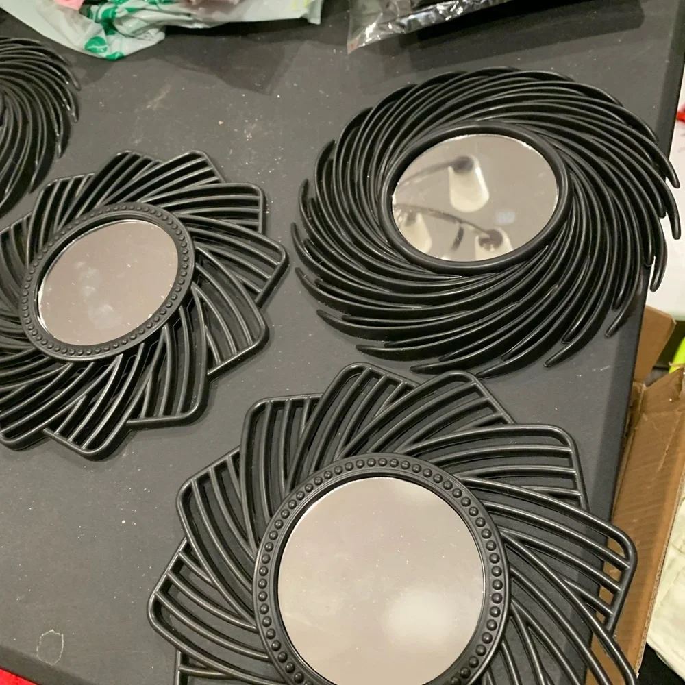 Black Swirl Wall Mirror Set